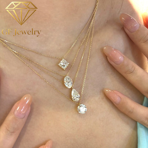 Collier pendentif en or jaune 18 carats avec diamant de laboratoire, taille marquise, poire, ovale, princesse, ronde, solitaire, chaîne délicate, cadeau de la Saint-Valentin - Product Image 5
