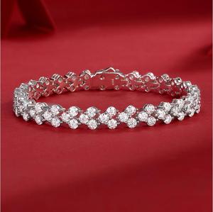 Bracelets de tennis tendance 16cm 17cm 18cm entièrement sertis de diamants étincelants 3mm Moissanite Élégant bracelet en diamant 3mm d'Inde - Product Image 1