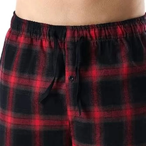 Eco-Friendly Canvas Flannel Trousers Pajama <b>Men's</b> Casual Sleepwear Mid Drawstring Straight Design Lightweight flannel trouser - Product Image 5