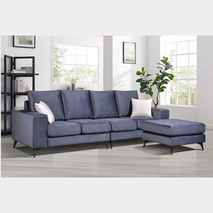 Juego de Sofá Seccional Rectangular Minimalista Goodnite, Tela Ecológica Cómoda, Cojín de Alta Densidad, Respaldo Acolchado, Brazos Acolchados - Product Image 5