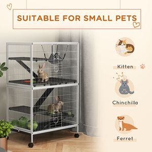 High 50\" Rolling Ferret and Chinchilla Pet Cage with <b>Hammock</b> 4 Access Doors Silver Small Animal Supplies - Product Image 4