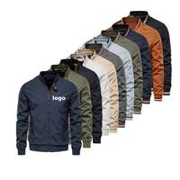 Blouson bomber léger et respirant pour homme, à col montant, avec logo sur le devant, poches zippées, coupe-vent pour l'automne, style décontracté
