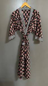 Robe de maison en velours à imprimé floral indien de luxe, kimono unisexe en coton, style bohème, chaud pour l'hiver, cadeau de Noël - Product Image 3