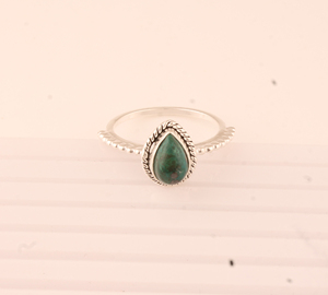 Wholesale 925 Sterling <b>Silver</b> Turquoise <b>Ring</b> Pear Cut Cabochon Rope Bezel <b>Ring</b> Beaded Band Boho <b>Solitaire</b> Gemstone Party Unisex - Product Image 4