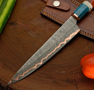 Cuchillos de Cocina LEGACY BLADES de Acero Damasco y Cobre Premium, Hechos a Mano, Mango de Resina, Logotipo Personalizado, Directo de Fábrica OEM - Product Image 3