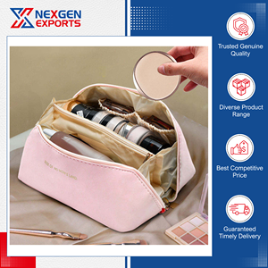 Premium Quality Handmade PU Leather Zipper <b>Large</b> Capacity Eco-Friendly Waterproof Makeup Cosmetic <b>Bag</b> India's Top Manufacturer - Product Image 4