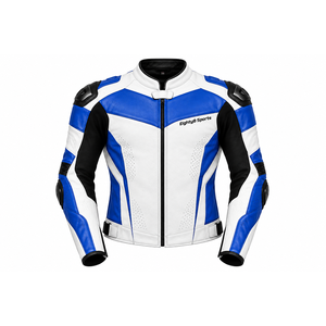 Chaqueta de cuero personalizada para carreras de motos con protección aerodinámica en los hombros y paneles perforados - Product Image 1