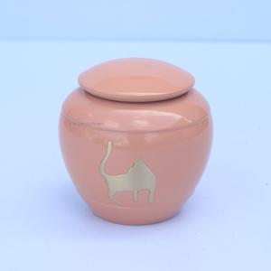 Top Quality Brass Pet Urns for Ashes Engraved Cat Urn Pink Cremation Urns for Pet Ashes Brass Pewter Handcrafted Pet Urn - Product Image 2