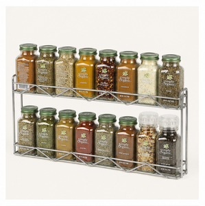 Modern Black Metal and Solid 2 Tier Spice Rack Organizer Freestanding Kitchen Counter <b>Shelf</b> for Seasoning Jars Durable Rack - Product Image 2