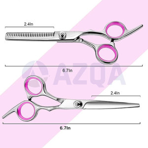 Professional Stainless Steel Hair Cutting and Thinning Scissors <b>Set</b> with Adjustable <b>Screw</b> and Finger Rest Salon Kit - Product Image 2