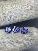 Cœur de tanzanite naturelle facetté AA de 6 mm. Lot de cœurs de tanzanite.