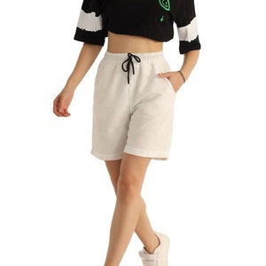 High Quality Custom 3D Puff Logo Fur Button Sweat <b>Shorts</b> for Women Elastic Waist Gym Jogger Casual Quick Dry Waterproof - Product Image 1