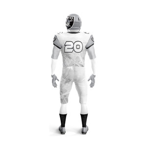 Conjunto de Uniforme de Fútbol Americano Personalizado Blanco y Plateado – Camiseta y Pantalones Sublimados, Ropa Deportiva Transpirable de Poliéster - Product Image 3
