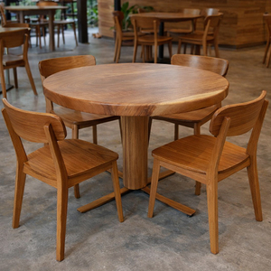Solid Wood Premium Midcentury Pedestal Base Round Cafe Table Handcrafted <b>Furniture</b> for Dining Home Office <b>Restaurant</b> Coffee Shop - Product Image 4