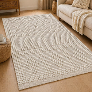 Handwoven Wool Cotton Tufted <b>Rug</b> Geometric Textured Area <b>Rug</b> Modern <b>Boho</b> Carpet Living Room Bedroom Floor <b>Rug</b> PET Friendly - Product Image 1