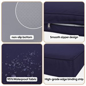 ชุดผ้าคลุมเฟอร์นิเจอร์กลางแจ้ง6-Seaters 14แพ็ค, ปลอกหมอนอิงโซฟาหวายชุดซิปสีกากีสีน้ำเงินเข้ม - Product Image 2