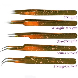 Pince à épiler Ryzer Studio Straight a Type en acier inoxydable de précision, pointe lisse 10 mm pour l'application d'extensions de cils - Product Image 1