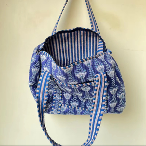 Bolso Tote Bohemio Vintage Acolchado Ligero de Color Liso al por Mayor, de Gran Capacidad, de Algodón, Abierto, para Hombro, para Mujer, para Viajes Diarios - Product Image 1