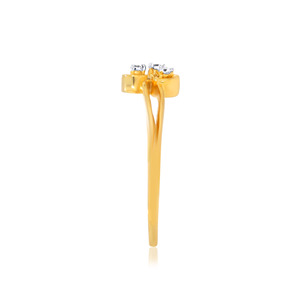Bague en diamant Trillium Passionné pour femme, en or jaune, diamant taille brillant rond, design floral classique, bijou de fiançailles - Product Image 3