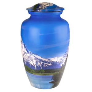 โกศบรรจุอัฐิแบบอเมริกัน สีขาว ความจุ 200 คิวบิกอินช์ พร้อมภาพวิวภูเขาอันงดงาม แสดงความรำลึกถึงผู้ที่คุณรัก - Product Image 4