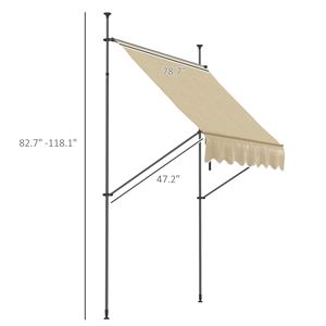 Toldo de Patio Independiente Beige de 6.5 x 4 Metros, Retráctil Manual, Protección UV, Marco de Aluminio Extensible para Terrazas, PC PVC - Product Image 3