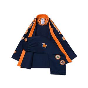 Conjunto de Kimono Oficial de Jiu Jitsu Gracie Barra en Azul Marino, Modelo Single, Double y Pearl Wave, para Competición - Product Image 1