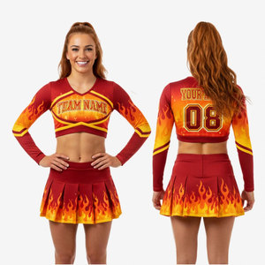 Uniformes de cheerleading personnalisés OEM imprimés avec des perles et des strass, tissu en spandex et polyester, séchage rapide, respirant - Product Image 4