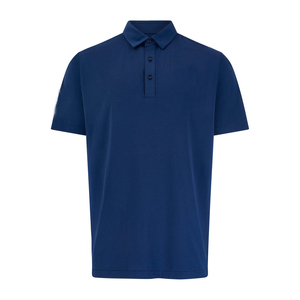 Camiseta Polo de Manga Corta para Hombre, Color Sólido, Tejido de Punto, Corte Regular, Estilo Casual, Azul Marino con Mangas Gris Claro - Product Image 4