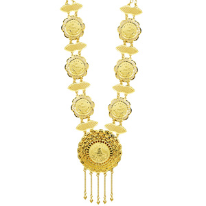Conjunto de Joyería de Moda al por Mayor, Chapado en Oro de 14K, 18K y 24K, Diseño Turco, Conjunto de Joyería Nupcial, Collar Largo Estilo Tradicional de Dubái - Product Image 3
