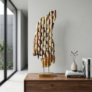 Krawang Stand Handcrafted <b>Wooden</b> Lattice Sculpture <b>Rustic</b> Carved Tabletop Decorative Artwork Stand Home Decor Display Accent - Product Image 4