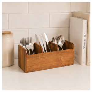 Support à Couverts Multifonctionnel en Bois Massif Moderne Fait Main, Support à Cuillères en Bois Massif de Qualité Supérieure, Écologique pour Cuisine et Table à Manger - Product Image 5