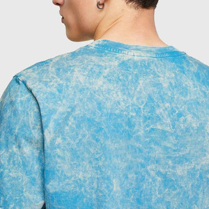 T-shirt en coton rose dégradé surdimensionné pour homme, style décontracté à manches courtes, tricoté uni, idéal pour l'été - Product Image 6