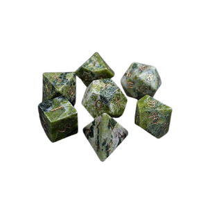 High quality stone dice Serpentine natural crystal reiki healing gemstones <b>Engraved</b> custom dice set Vikings crystal - Product Image 4