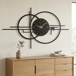 <b>Decorative</b> <b>Wall</b> Art Black Long <b>Clock</b> Ideal For Entryway And Mid <b>Wall</b> Accent Creates Bold And Eye Catching Look From India - Product Image 1