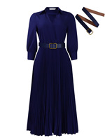 Nouvelle Robe de Bureau Tendance pour Femme, Style Décontracté et Élégant, Couleur Unie, Grandes Tailles pour l'Été et l'Automne, Robes Professionnelles