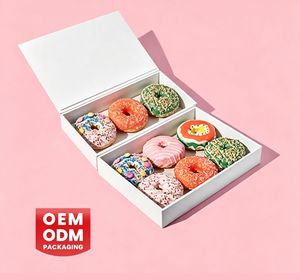 กล่องบรรจุภัณฑ์โดนัทแบบรีไซเคิล กล่องโดนัทคราฟท์แบบกำหนดเองสำหรับร้านเบเกอรี่ กล่องบรรจุภัณฑ์โดนัทแบบสั่งทำส่วนตัว - Product Image 1