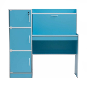 Blue Student Computer <b>Desk</b> Study Table with Lockable Cabinet Drawer Shelf for School Dormitory Apartment - Product Image 2
