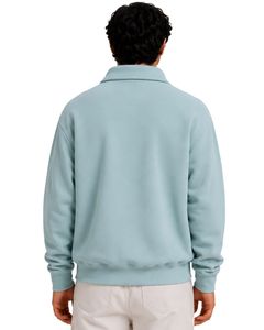 Sweat-shirt décontracté pour homme bleu clair, coupe oversize, col montant zippé, en molleton de coton et polyester, idéal pour l'hiver - Product Image 2