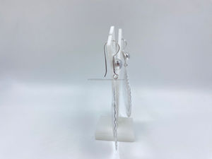 Pendientes de aro de plata pura blancos elegantes modernos, joyería chapada en oro clásica al mejor precio para mujeres para fiestas y bodas, regalo - Product Image 2