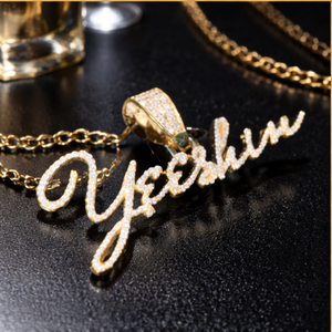 925 <b>Silver</b> Gold Plated Cursive <b>Initial</b> Letter Name Pendants Custom Iced Charms <b>Necklace</b> Lab Grown Diamonds Personalized Trendy - Product Image 2