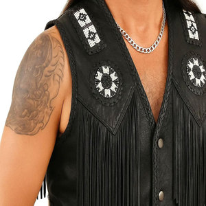 Men Western Fringe Vest <b>Suede</b> Leather Sleeveless <b>Jacket</b> Cowboy Tassel <b>Biker</b> Festival Rodeo Wear Wear Premium OEM Apparel - Product Image 1