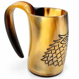 MN EXPORTS Tasse en corne de vache avec poignée, design moderne et luxueux, idéale pour mariage, écologique, passe au lave-vaisselle, faite à la main, polie et laquée, pour la bière - Product Image 5