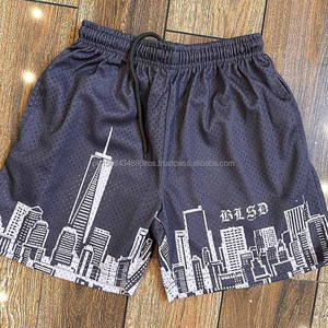 Double couche Sublimation Plain 100% Polyester Street Wear Short de basket-ball vierge de 5 pouces en maille personnalisée pour hommes - Product Image 1
