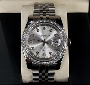 นาฬิกา Dayjusts Shiny S-Logo สาย Jubilee สีเงิน ประดับเพชร ขนาด 39 มม. 36 มม. 41 มม.  โลโก้ S  กลไก Seiko NH35 รุ่น MOD - Product Image 1