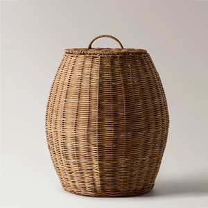 Handmade Rattan <b>Laundry</b> Hamper <b>Basket</b> With Lid <b>Wicker</b> Clothes Storage <b>Basket</b> For Bathroom Bedroom Home Decor - Product Image 1