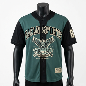 <b>100</b>% cotton T-<b>shirt</b> for men loose fit printed Mens Baseball Jersey Premium <b>Polyester</b> Breathable Green Black Panel Custom Logo - Product Image 5