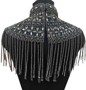 Vintage Antique Mandarin Collar Breathable <b>Mesh</b> Hand Embroidered Beaded <b>Plus</b> <b>Size</b> Sexy Party Wear Unique Body <b>Tops</b> for Women - Product Image 3