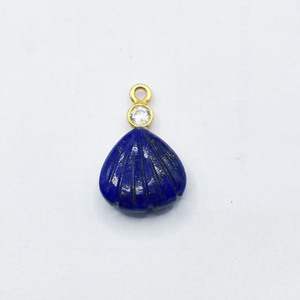 Handmade Lapis Lazuli <b>Shell</b> Pendant Gold Plated Bezel Set With CZ Charm Gemstone Birthstone Jewelry for Women Gift Wholesale - Product Image 2