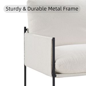 Poltrona Moderna e Confortevole con Cuscino Rimovibile, Sedia per Soggiorno e Camera da Letto in Bianco con Braccioli in Legno - Product Image 5