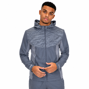 Custom Men’s Grey Lightweight Windbreaker Tracksuit Full <b>Zip</b> <b>Hooded</b> Running Jacket and Tapered Track Pants Private Label Perform - Product Image 3